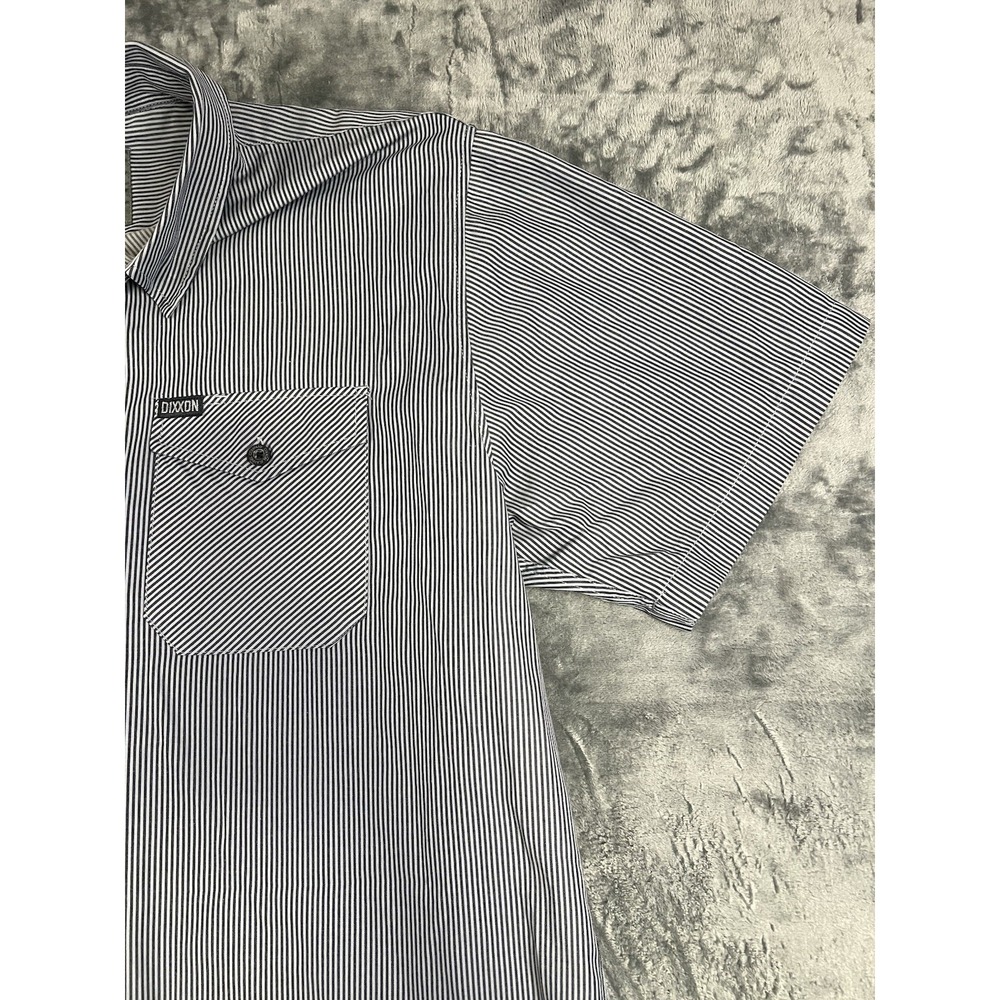Dixxon Men's 3XL Blue/White Striped Short Sleeve Cotton Canvas Button-Up Shirt - Picture 5 of 14